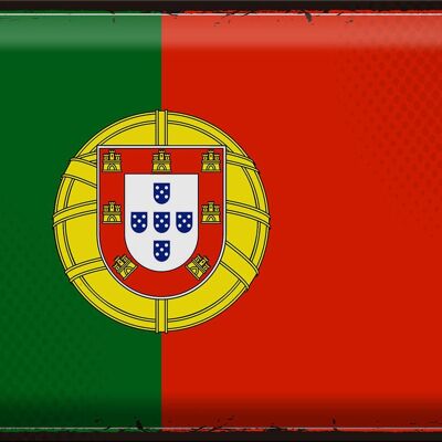 Blechschild Flagge Portugal 40x30cm Retro Flag of Portugal