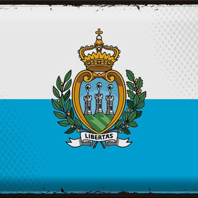 Cartel de chapa Bandera de San Marino 40x30cm Retro San Marino