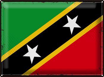Signe en étain drapeau St. Drapeau rétro Kitts et Nevis 40x30cm 1