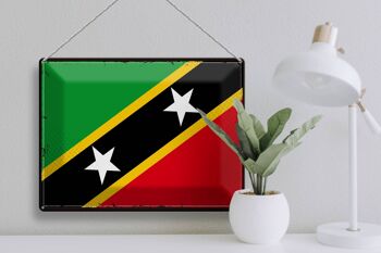 Signe en étain drapeau St. Drapeau rétro Kitts et Nevis 40x30cm 3