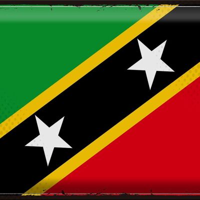 Signe en étain drapeau St. Drapeau rétro Kitts et Nevis 40x30cm