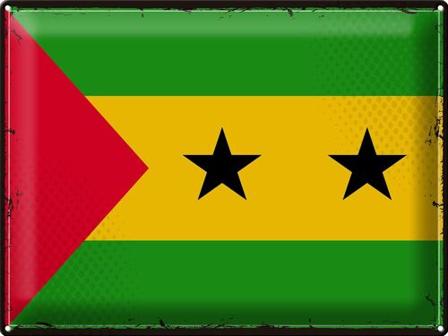 Blechschild Flagge São Tomé und Príncipe 40x30cm Retro Flag