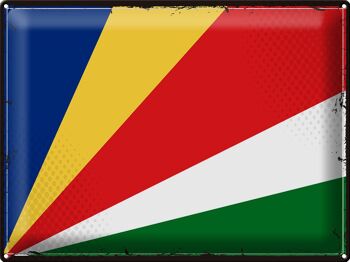 Drapeau en étain des Seychelles 40x30cm, drapeau rétro des Seychelles 1