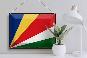 Drapeau en étain des Seychelles 40x30cm, drapeau rétro des Seychelles 3