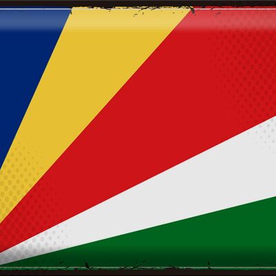 Cartel de chapa Bandera de Seychelles, 40x30cm, Bandera Retro de Seychelles