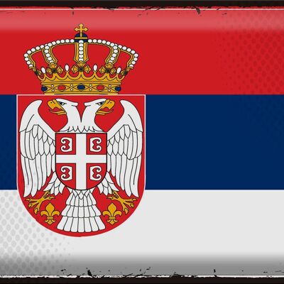 Blechschild Flagge Serbien 40x30cm Retro Flag of Serbia