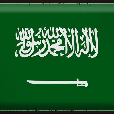 Targa in metallo Bandiera dell'Arabia Saudita 40x30 cm Retro Arabia Saudita