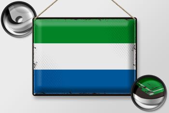 Signe en étain drapeau de la Sierra Leone, 40x30cm, rétro, Sierra Leone 2