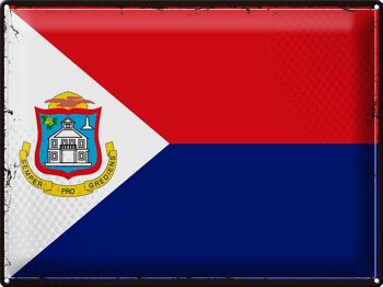 Signe en étain drapeau Sint Maarten 40x30cm rétro Sint Maarten 1