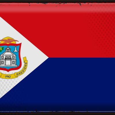 Signe en étain drapeau Sint Maarten 40x30cm rétro Sint Maarten