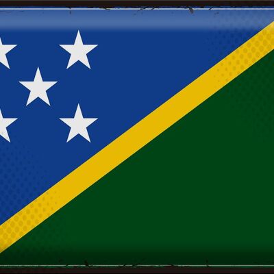 Cartel de chapa Bandera de las Islas Salomón 40x30cm Retro Islas Salomón