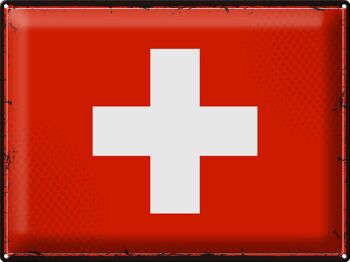 Signe en étain drapeau suisse 40x30cm, drapeau rétro suisse 1