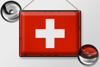 Signe en étain drapeau suisse 40x30cm, drapeau rétro suisse 2