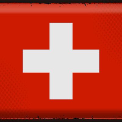 Targa in metallo Bandiera Svizzera 40x30 cm Bandiera retrò Svizzera