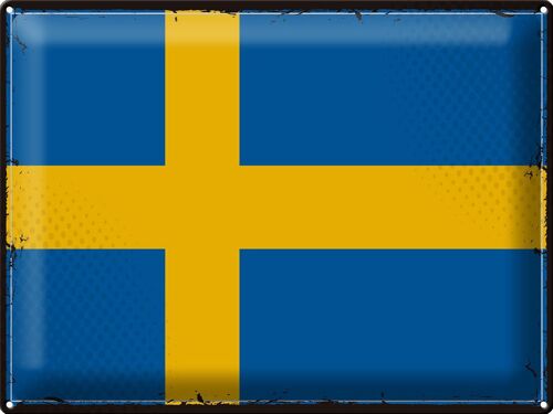 Blechschild Flagge Schweden 40x30cm Retro Flag of Sweden