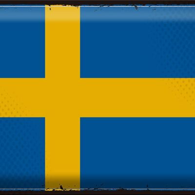 Targa in metallo Bandiera Svezia 40x30 cm Bandiera retrò della Svezia