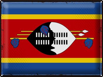 Drapeau en étain Swaziland 40x30cm, drapeau rétro Eswatini 1