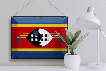 Drapeau en étain Swaziland 40x30cm, drapeau rétro Eswatini 3
