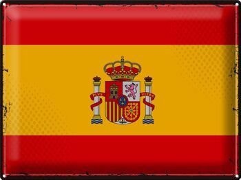 Signe en étain drapeau Espagne 40x30cm, drapeau rétro de l'espagne 1