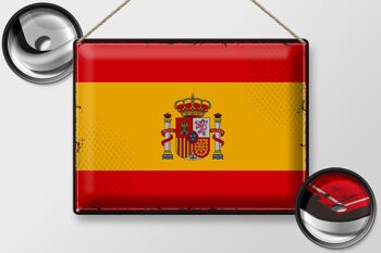 Signe en étain drapeau Espagne 40x30cm, drapeau rétro de l'espagne 2