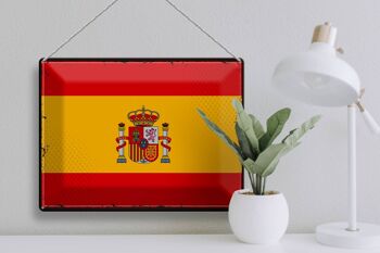 Signe en étain drapeau Espagne 40x30cm, drapeau rétro de l'espagne 3