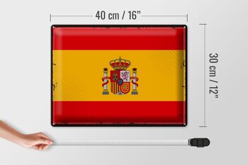 Signe en étain drapeau Espagne 40x30cm, drapeau rétro de l'espagne 4
