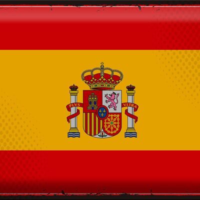 Cartel de chapa Bandera de España 40x30cm Bandera Retro de España