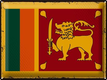 Signe en étain drapeau du Sri Lanka 40x30cm, drapeau rétro du Sri Lanka 1