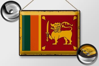 Signe en étain drapeau du Sri Lanka 40x30cm, drapeau rétro du Sri Lanka 2