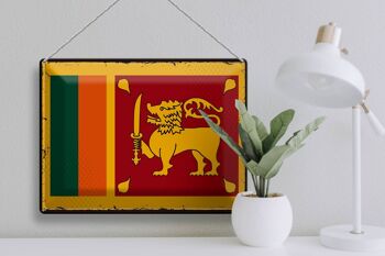 Signe en étain drapeau du Sri Lanka 40x30cm, drapeau rétro du Sri Lanka 3
