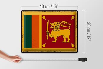 Signe en étain drapeau du Sri Lanka 40x30cm, drapeau rétro du Sri Lanka 4