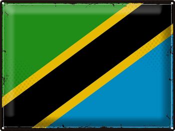 Signe en étain drapeau de la tanzanie, 40x30cm, drapeau rétro de la tanzanie 1
