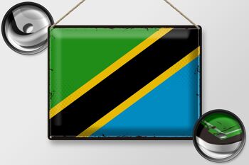 Signe en étain drapeau de la tanzanie, 40x30cm, drapeau rétro de la tanzanie 2