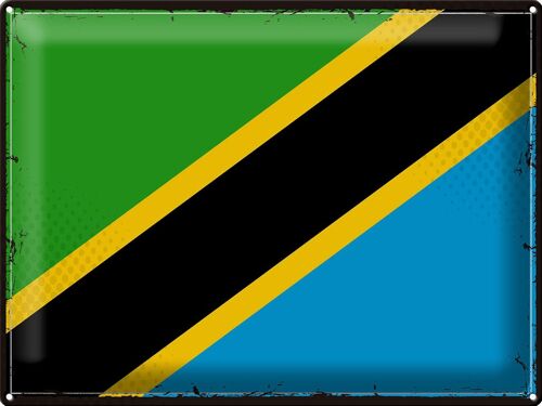 Blechschild Flagge Tansania 40x30cm Retro Flag of Tanzania