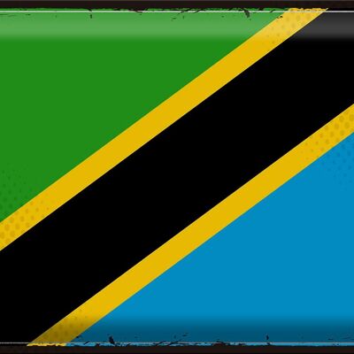 Cartel de chapa Bandera de Tanzania 40x30cm Bandera Retro de Tanzania