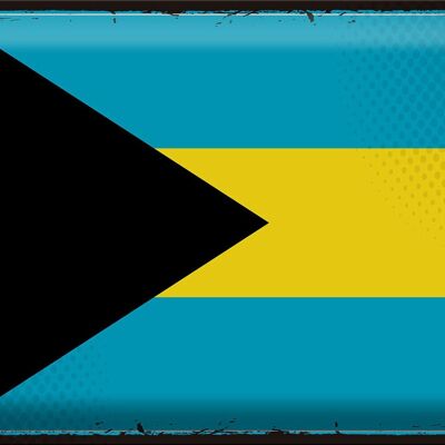 Cartel de chapa Bandera de Bahamas 40x30cm Bandera Retro de Bahamas