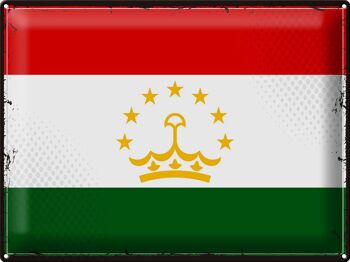 Signe en étain drapeau Tadjikistan 40x30cm rétro Tadjikistan 1