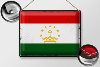 Signe en étain drapeau Tadjikistan 40x30cm rétro Tadjikistan 2