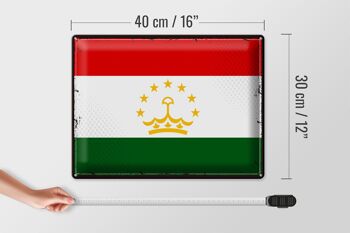 Signe en étain drapeau Tadjikistan 40x30cm rétro Tadjikistan 4