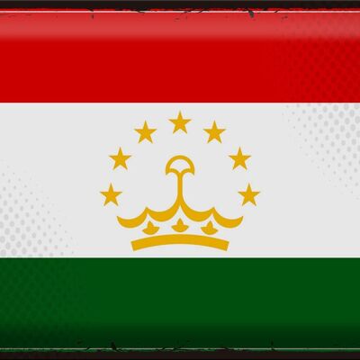 Targa in metallo Bandiera Tagikistan 40x30 cm Tagikistan retrò