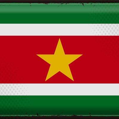 Targa in metallo Bandiera Suriname 40x30 cm Bandiera retrò del Suriname