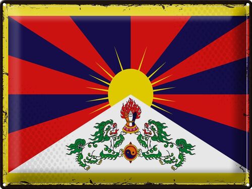 Blechschild Flagge Tibet 40x30cm Retro Flag of Tibet