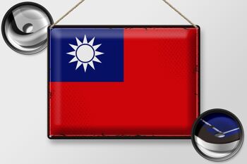Drapeau en étain de la Chine, 40x30cm, drapeau rétro de Taiwan 2