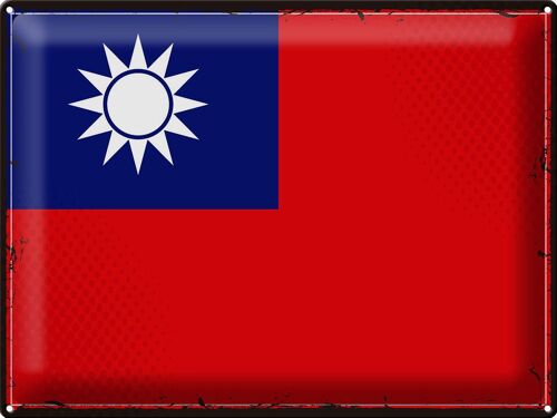 Blechschild Flagge China 40x30cm Retro Flag of Taiwan