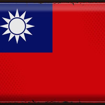 Cartel de chapa Bandera de China 40x30cm Bandera Retro de Taiwán