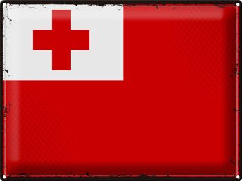 Signe en étain drapeau des Tonga 40x30cm, drapeau rétro des Tonga 1