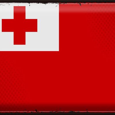 Signe en étain drapeau des Tonga 40x30cm, drapeau rétro des Tonga