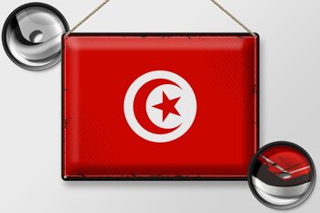 Drapeau en étain de la Tunisie, 40x30cm, drapeau rétro de la Tunisie 2