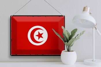 Drapeau en étain de la Tunisie, 40x30cm, drapeau rétro de la Tunisie 3