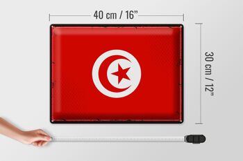 Drapeau en étain de la Tunisie, 40x30cm, drapeau rétro de la Tunisie 4